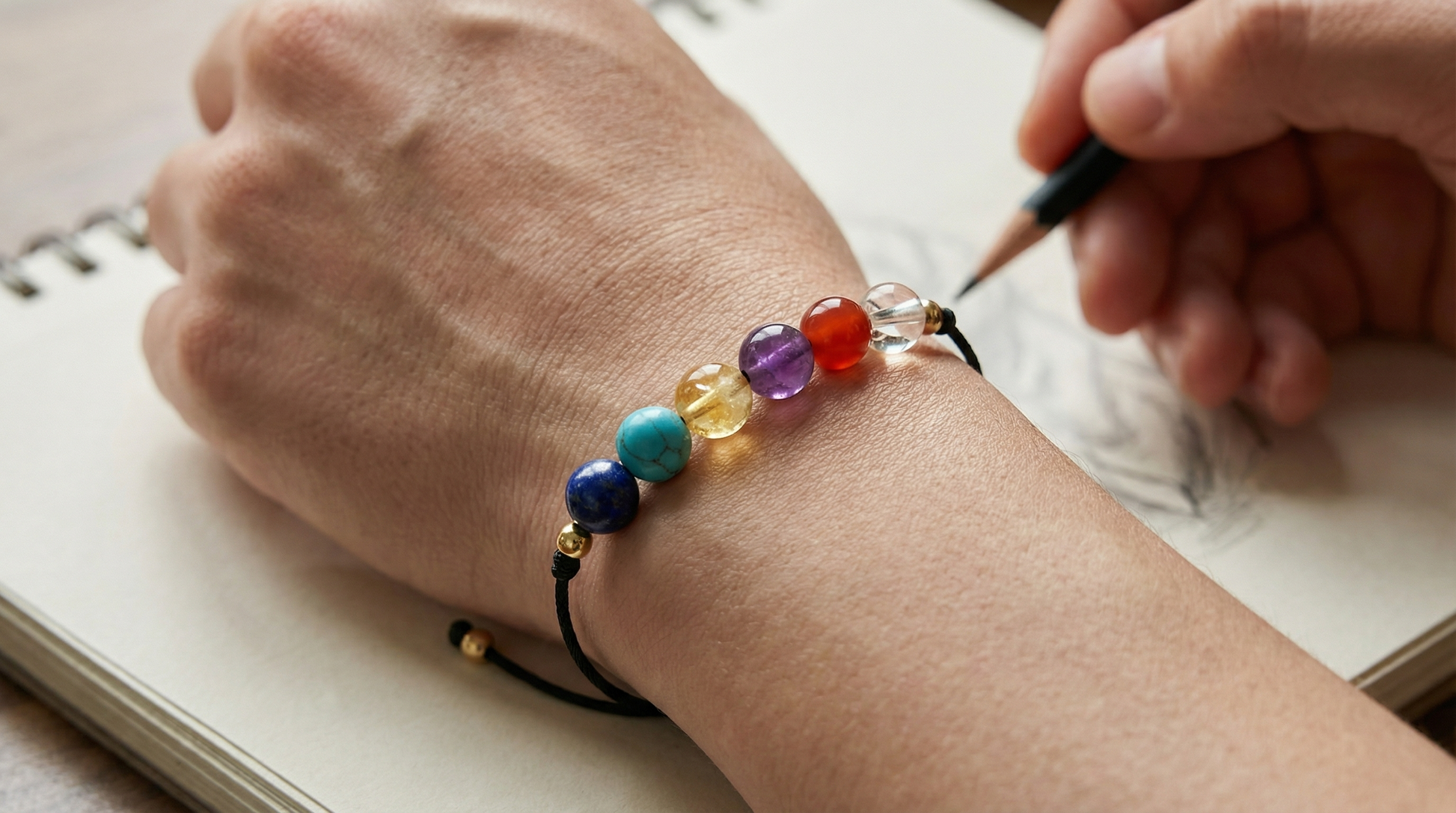 Unisex artist and innovator bracelet with mixed polished creative stones