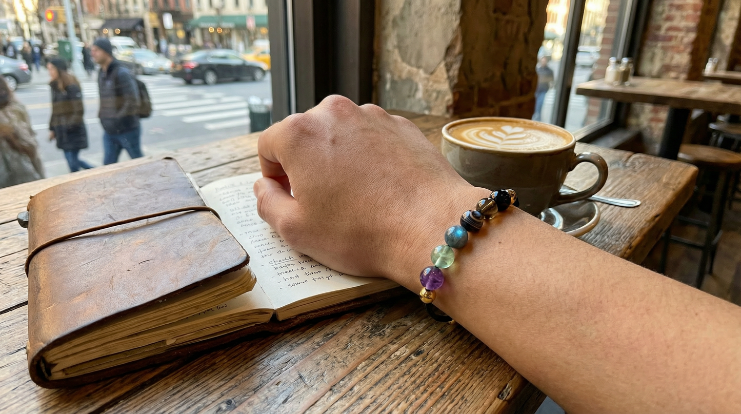 Minimalist protection and boundaries crystal bracelet designed as a symbolic grounding companion