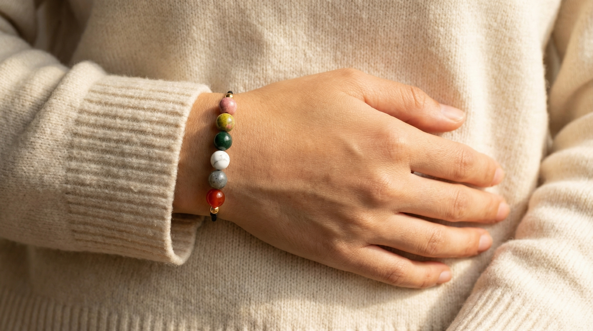 Minimalist fertility crystal bracelet designed as a symbolic emotional support tool for conception journeys