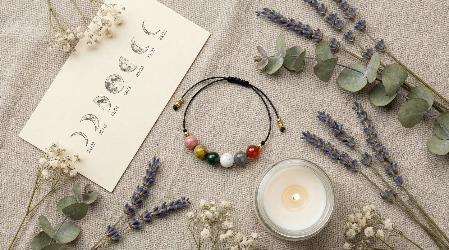 Unisex fertility journey bracelet with mixed nurturing and protective stones