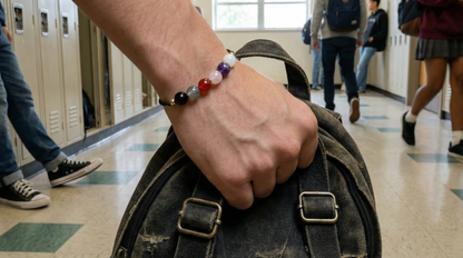 Minimalist school focus and calm crystal bracelet designed as a symbolic companion for students